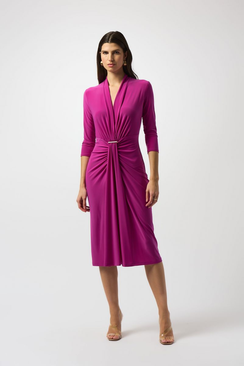 Joseph Ribkoff Purple Orchid Draped Wrap Dress Style 251275