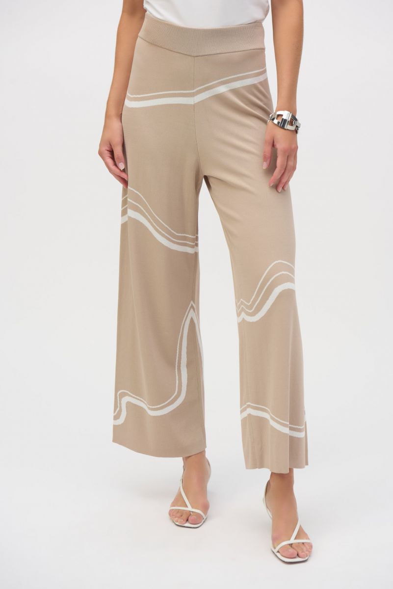 Joseph Ribkoff Dune/Ecru Abstract Print Culotte Pants Style 252931