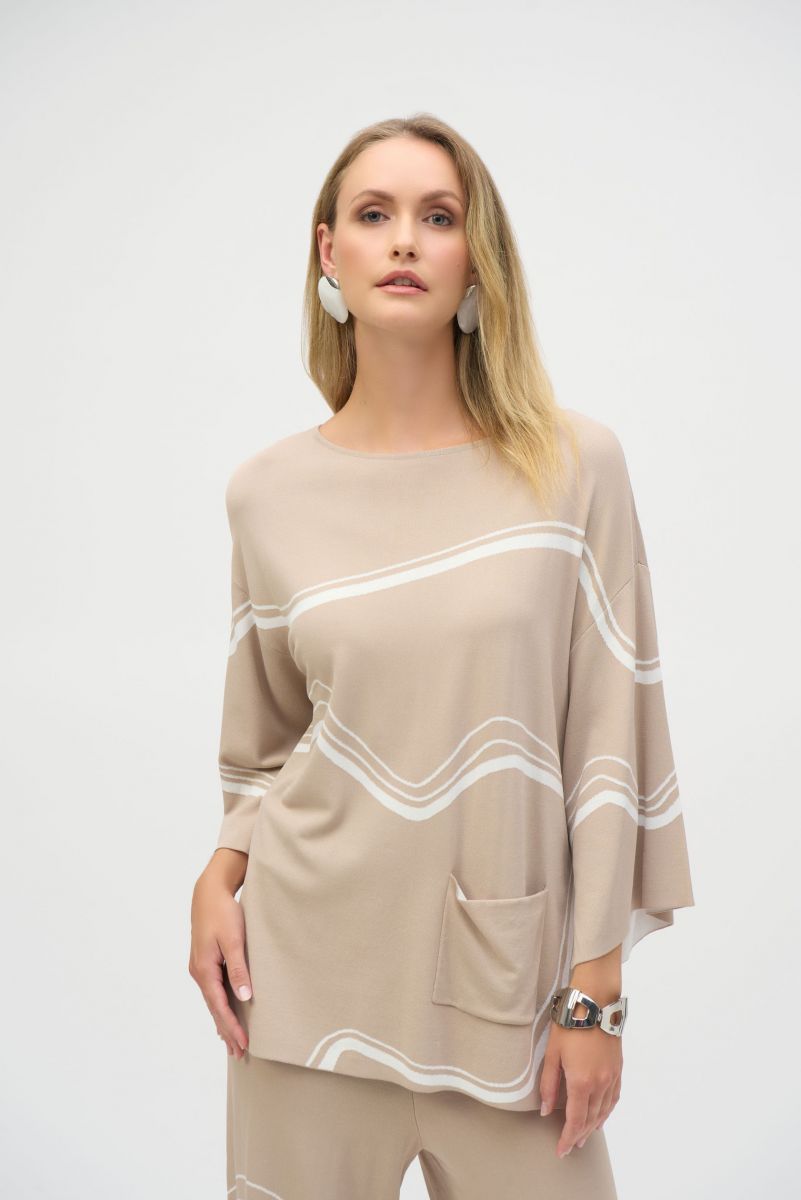 Joseph Ribkoff Dune/Ecru Abstract Print Pullover Style 252932