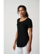 Joseph Ribkoff Black Short Sleeve Fitted T-Shirt Style 183220