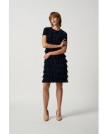 Joseph Ribkoff Midnight Blue Short Sleeve Ruffled Dress Style 211350