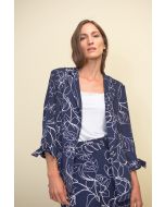 Joseph Ribkoff Midnight Blue/Vanilla Floral Print Jacket Style 211363