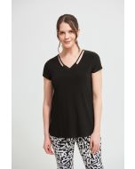 Joseph Ribkoff Black V-neck T-Shirt Style 213338
