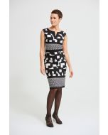 Joseph Ribkoff Black/Vanilla Geo Sheath Dress Style 213423