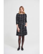 Joseph Ribkoff Black/Vanilla Check Print Dress  Style 213581
