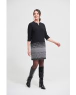 Joseph Ribkoff Silver/Black Jacquard Knit Dress Style 213694