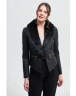 Joseph Ribkoff Black Faux Fur Jacket Style 213963