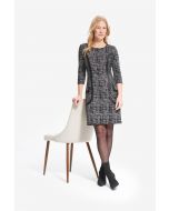 Joseph Ribkoff Black/Grey 3/4 Sleeve Printed Dress Style 214152