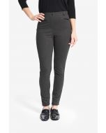 Joseph Ribkoff Charcoal Faux Leather Detail Pants Style 214249 - Main Image
