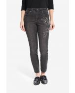 Joseph Ribkoff Charcoal/Dark Grey Rhinestone & Rivet Jeans Style 214929 - Main Image