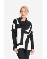 Joseph Ribkoff Black/Vanilla Geometric Jacquard Sweater Style 214930