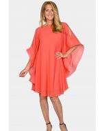 Frank Lyman Fiesta Coral Chiffon Overlay Dress Style 219102U