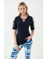 Joseph Ribkoff Midnight Blue Cut-Out Detail Top Style 221021