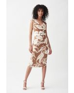 Joseph Ribkoff Vanilla/Beige Palm Wrap Dress Style 221036 - Main Image