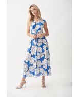 Joseph Ribkoff Blue/Vanilla Floral Print Dress Style 221064 - Main Image