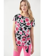 Joseph Ribkoff Vanilla/Multi Floral Print Tie Top Style 221117 - Main Image