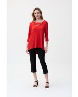 Joseph Ribkoff Lacquer Red Cut-Out Detail Top Style 221144-main