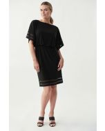 Joseph Ribkoff Black Sheer Sleeved Dress Style 221183 - Main Image