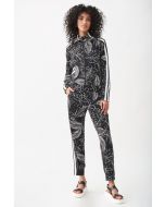 Joseph Ribkoff Black/Vanilla Palm Tree Print Zip-Up Jacket Style 221201