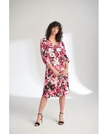 Joseph Ribkoff Black/Raspberry Floral Wrap Dress Style 221224
