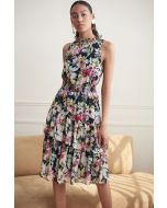 Joseph Ribkoff Midnight Blue/Multi Floral Halter Dress Style 221334