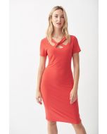 Joseph Ribkoff Lacquer Red Dress Style 221350 - Main Image