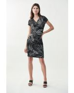 Joseph Ribkoff Black/Vanilla Mixed Print Dress Style 221376 - Main Image