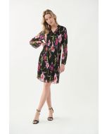 Joseph Ribkoff Black/Multi Pleated Floral Print Dress Style 221923