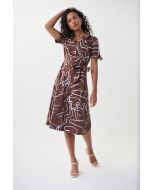 Joseph Ribkoff Brown/Vanilla Abstract Print Shirt Dress Style 222111-main