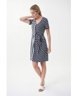 Joseph Ribkoff Midnight Blue/Vanilla Mixed Stripe Dress Style 222139