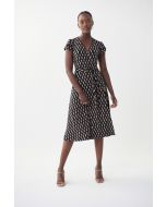 Joseph Ribkoff Black/Beige Wrap Front Dress Style 222202-main
