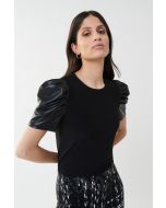 Joseph Ribkoff Faux Leather Puff Sleeve Top Style 223213