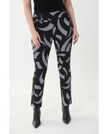 Joseph Ribkoff Black/Vanilla Geometric Striped Printed Pants Style 223278