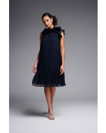 Joseph Ribkoff Midnight Blue Sleeveless Pleated Dress Style 223728