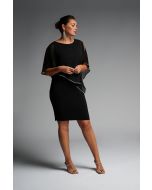 Joseph Ribkoff Black Chiffon And Silky Knit Sheath Dress Style 223762