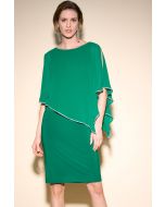 Joseph Ribkoff True Emerald Chiffon And Silky Knit Sheath Dress Style 223762TT