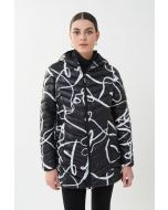 Joseph Ribkoff Black/Vanilla Abstract Puffer Jacket Style 223920