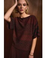 Joseph Ribkoff Brown Jacquard Knit Sweater Style 223959