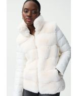 Joseph Ribkoff Vanilla Fake Fur Coat Style 224909