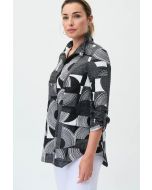 Joseph Ribkoff Vanilla/Black Geometric Print Jacket Style 231017