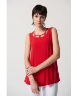 Joseph Ribkoff Magma Red Silky Knit Sleeveless Top Style 231058
