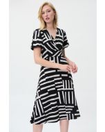 Joseph Ribkoff Black/Beige Wrap Dress Style 231062