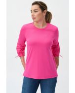 Joseph Ribkoff Dazzle Pink Three-Quarter Puff Sleeves Top Style 231117