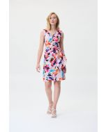 Joseph Ribkoff Beige/Multi Flower Print Wrap Dress Style 231172