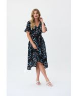 Joseph Ribkoff Black/Multi Tropical Print Fit And Flare Dress Style 231187