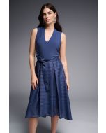 Joseph Ribkoff Mineral Blue Silky Knit Sleeveless Fit And Flare Dress Style 231721
