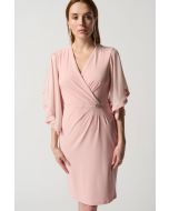 Joseph Ribkoff Rose Foiled Chiffon Wrap Dress Style 231747