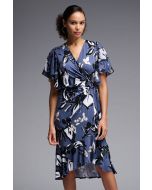 Joseph Ribkoff Blue/Multi Wrap Dress Style 231768