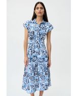 Joseph Ribkoff Blue/Vanilla Button-Down Dress Style 232036