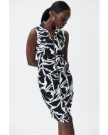 Joseph Ribkoff Vanilla/Black Abstract Print Dress Style 232224